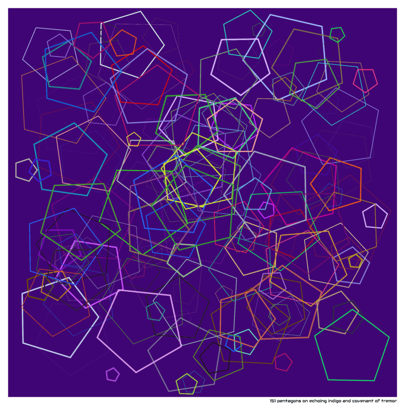 151 pentagons on echoing indigo and covenant of tremor