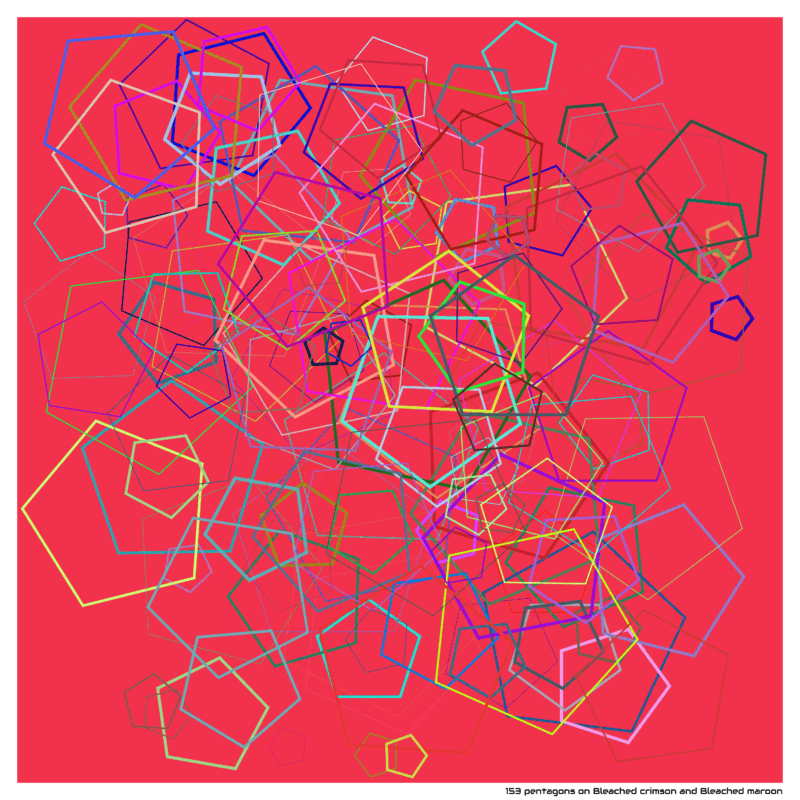 153 pentagons on Bleached crimson and Bleached maroon