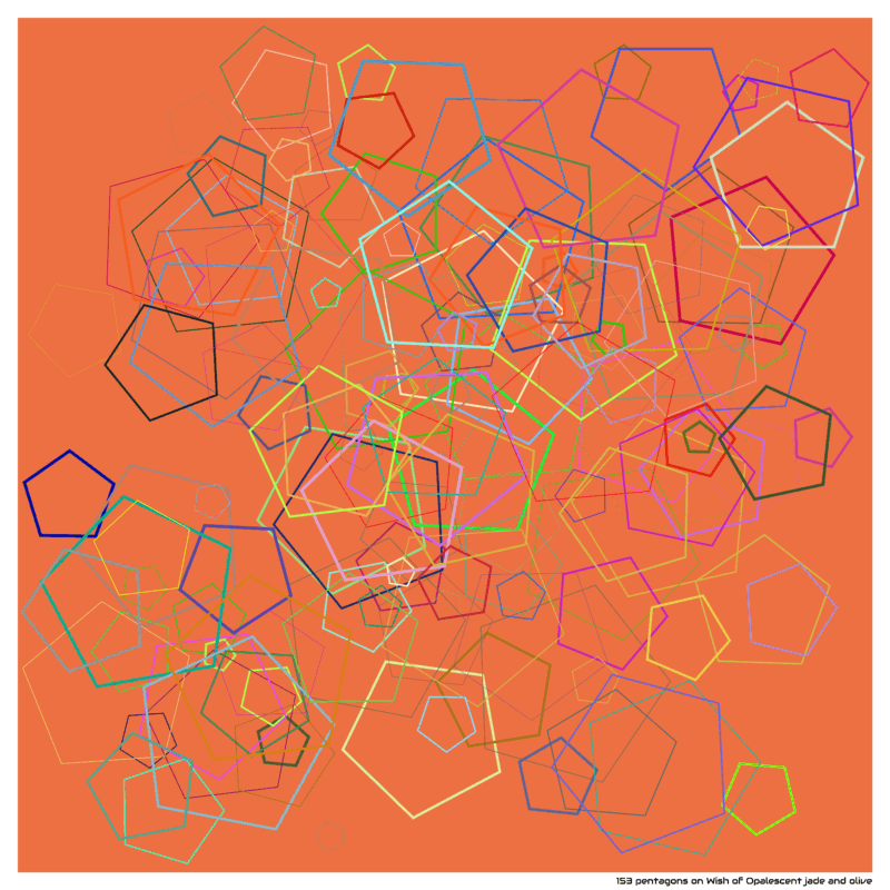 153 pentagons on Wish of Opalescent jade and olive