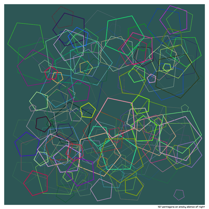 157 pentagons on smoky silence of night