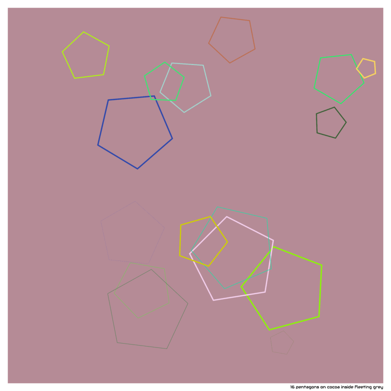 16 pentagons on cocoa inside fleeting grey