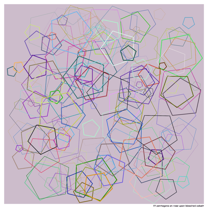 171 pentagons on rose upon bleached cobalt