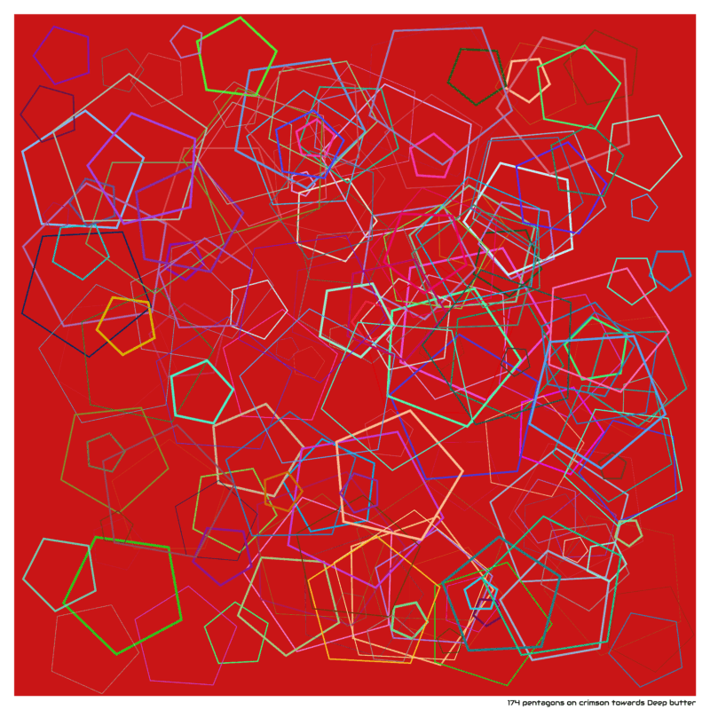 174 pentagons on crimson towards Deep butter