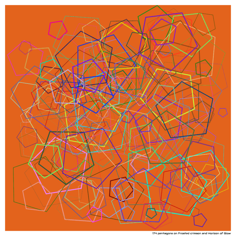174 pentagons on Frosted crimson and Horizon of Glow