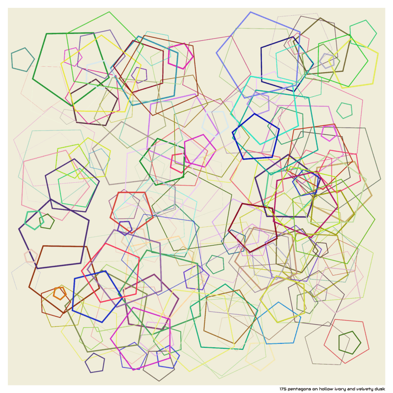 175 pentagons on hollow ivory and velvety dusk
