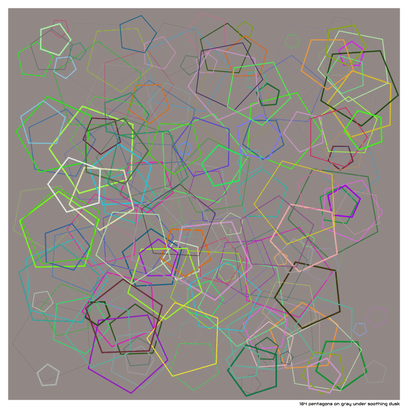 184 pentagons on gray under soothing dusk