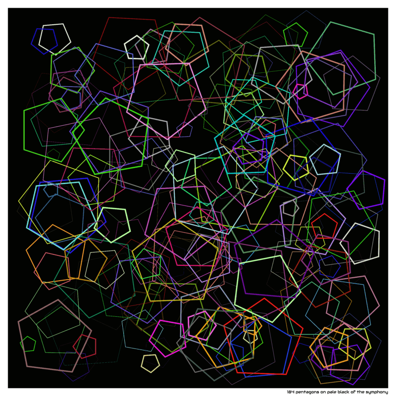 184 pentagons on pale black of the symphony