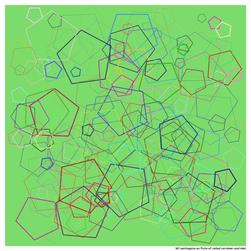 187 pentagons on flute of veiled cerulean and mist