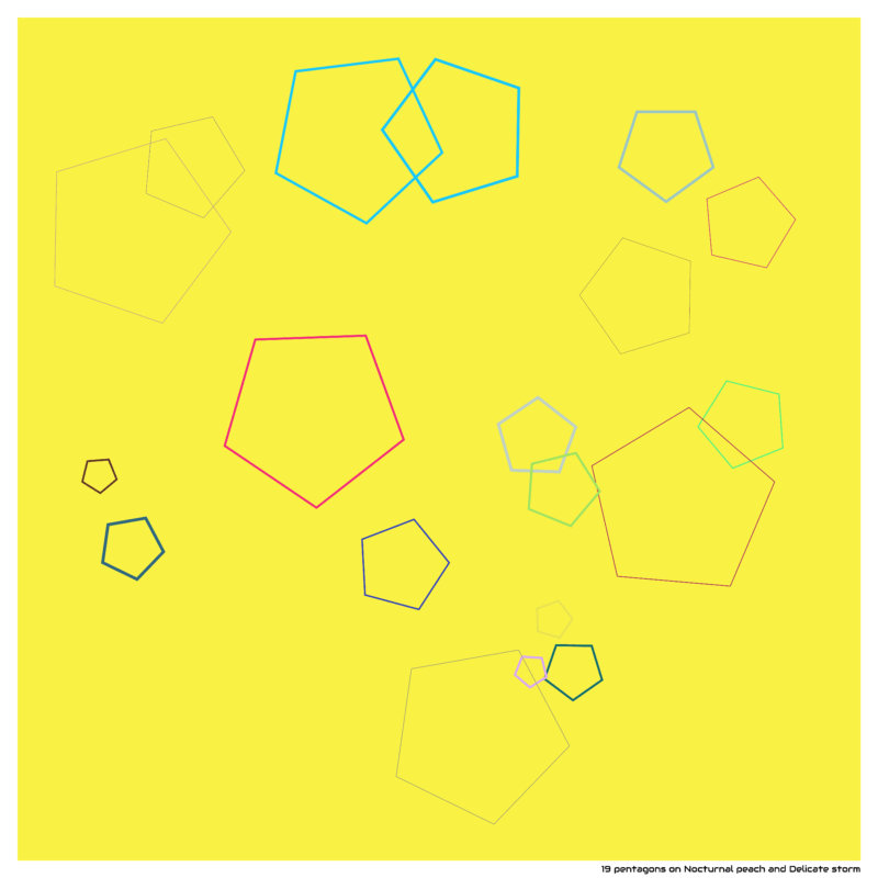 19 pentagons on Nocturnal peach and Delicate storm