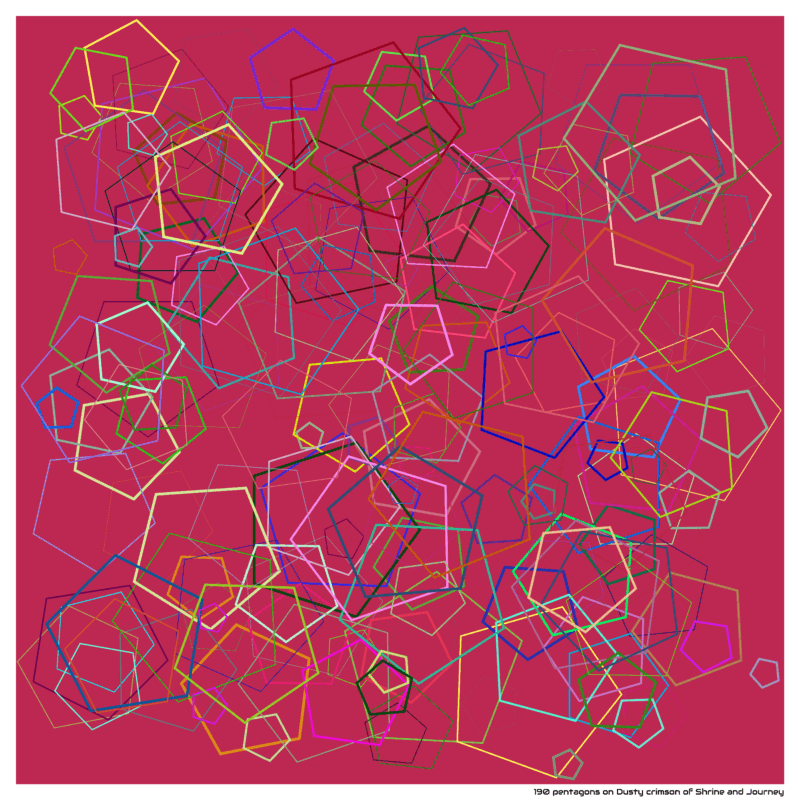 190 pentagons on Dusty crimson of Shrine and Journey