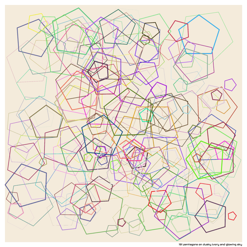 191 pentagons on dusky ivory and glowing sky