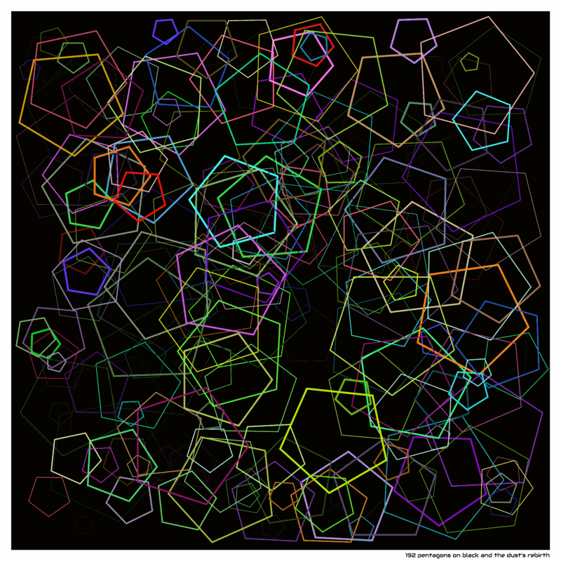 192 pentagons on black and the dust’s rebirth