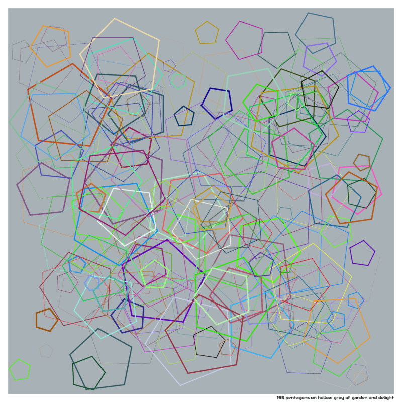 195 pentagons on hollow gray of garden and delight