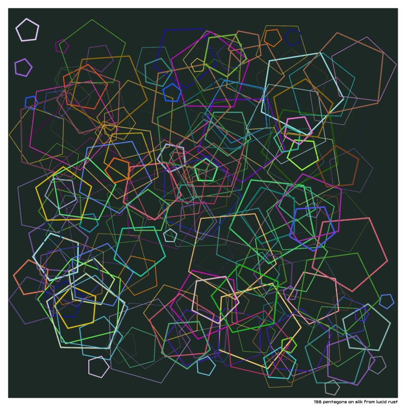 198 pentagons on silk from lucid rust