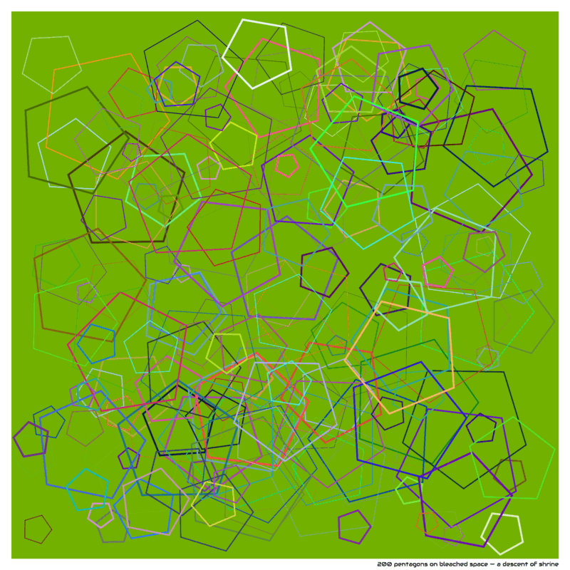 200 pentagons on bleached space — a descent of shrine