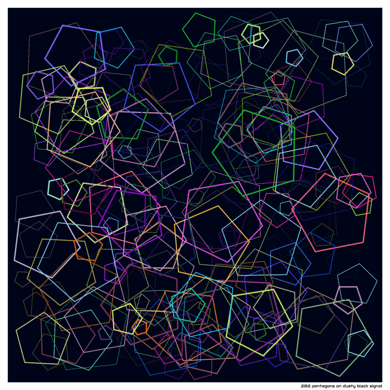202 pentagons on dusty black signal