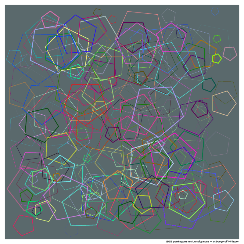205 pentagons on Lonely moss — a Surge of Whisper