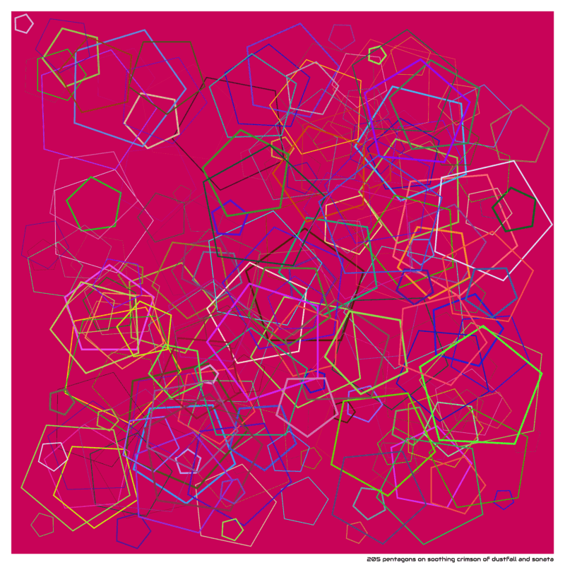 205 pentagons on soothing crimson of dustfall and sonata