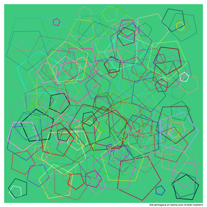 213 pentagons on mocha over broken mustard