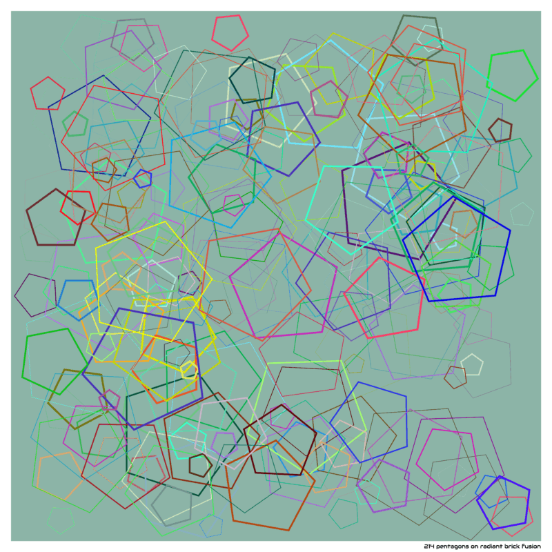 214 pentagons on radiant brick fusion