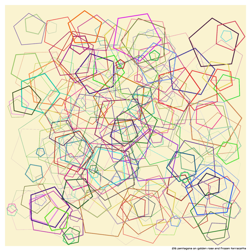 216 pentagons on golden rose and frozen terracotta