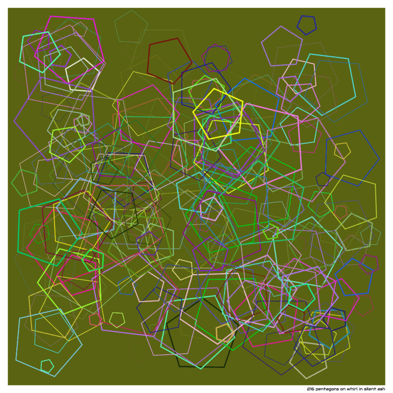 216 pentagons on whirl in silent ash