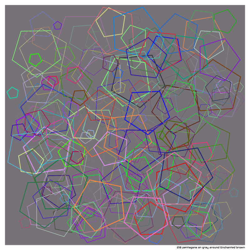 218 pentagons on gray around Enchanted brown