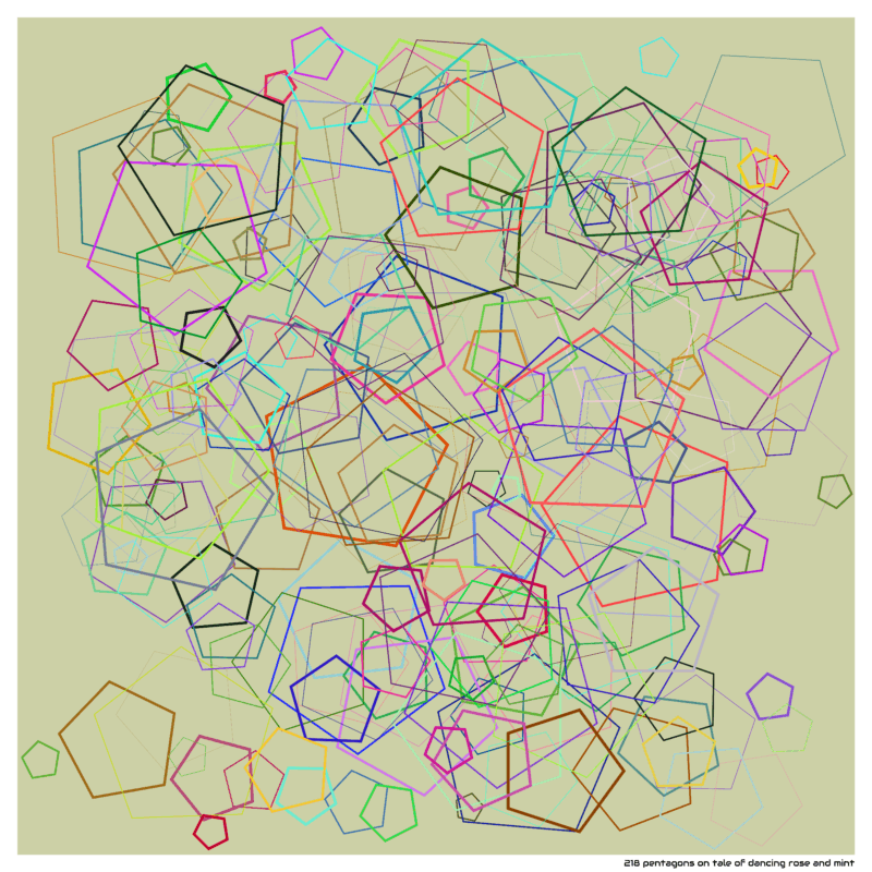 218 pentagons on tale of dancing rose and mint