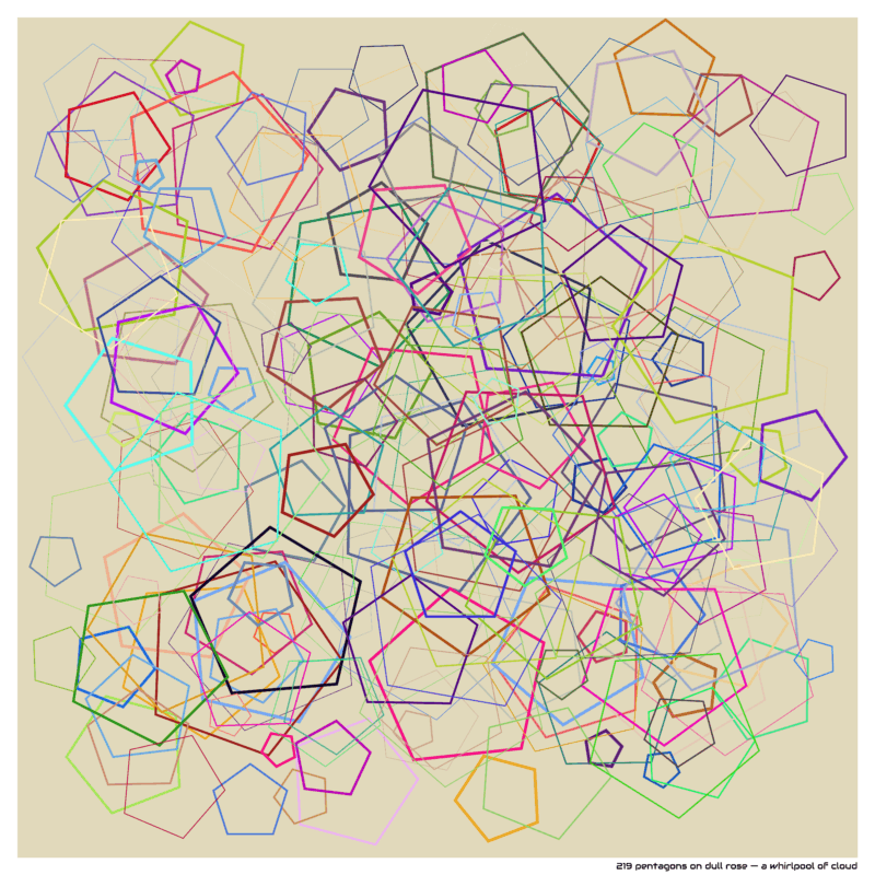 219 pentagons on dull rose — a whirlpool of cloud