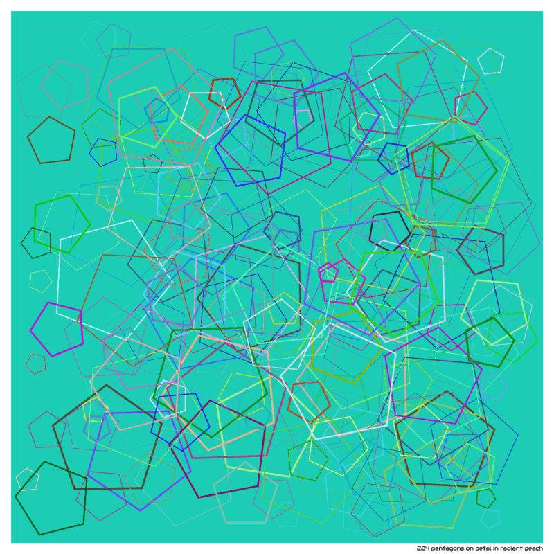 224 pentagons on petal in radiant peach