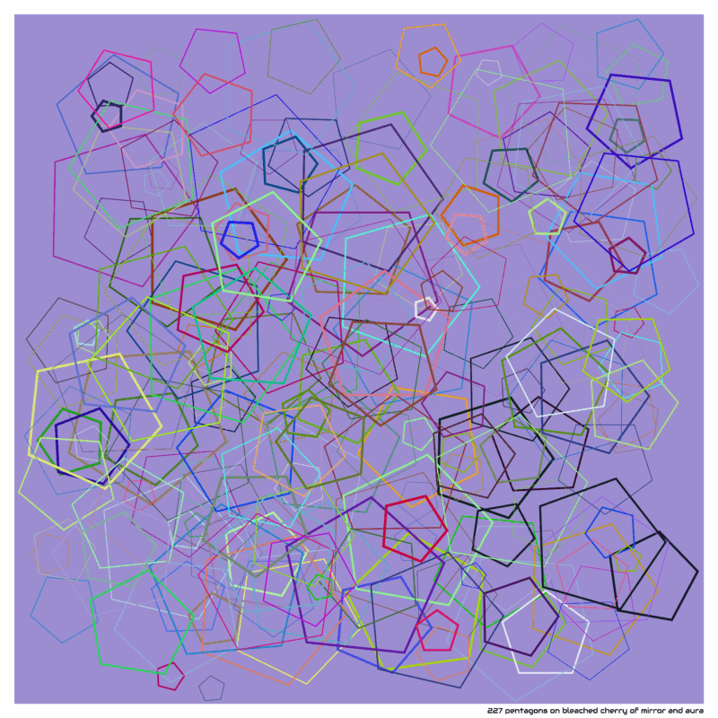 227 pentagons on bleached cherry of mirror and aura
