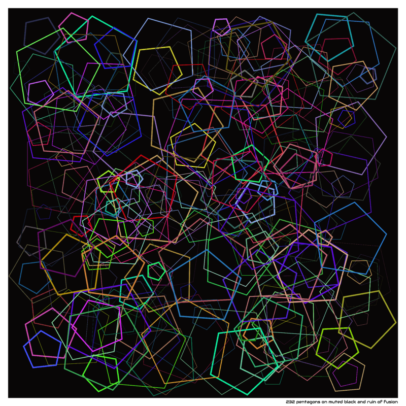 232 pentagons on muted black and ruin of fusion