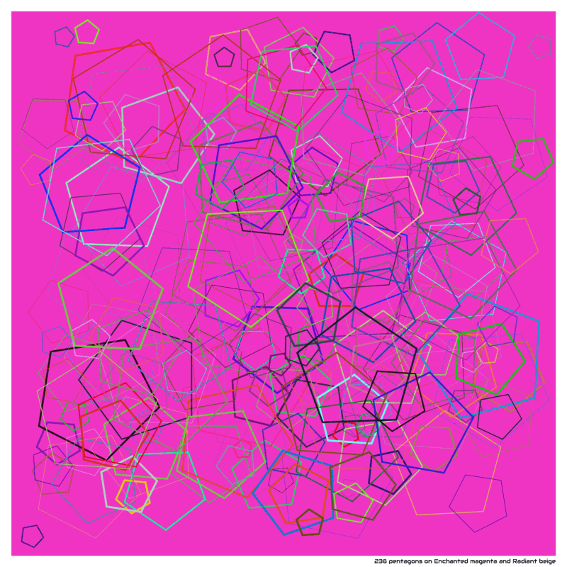 238 pentagons on Enchanted magenta and Radiant beige