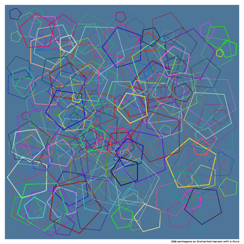 238 pentagons on Enchanted maroon with a Aura
