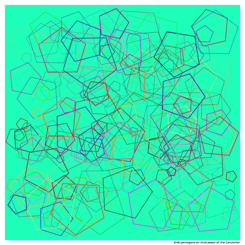 240 pentagons on Vivid peach of the Conviction