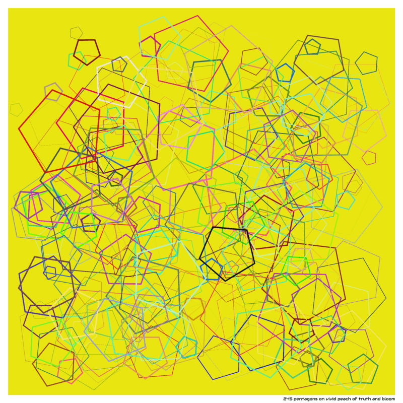 245 pentagons on vivid peach of truth and bloom