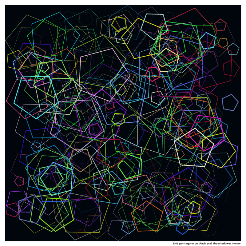 248 pentagons on black and the shadow’s tremor