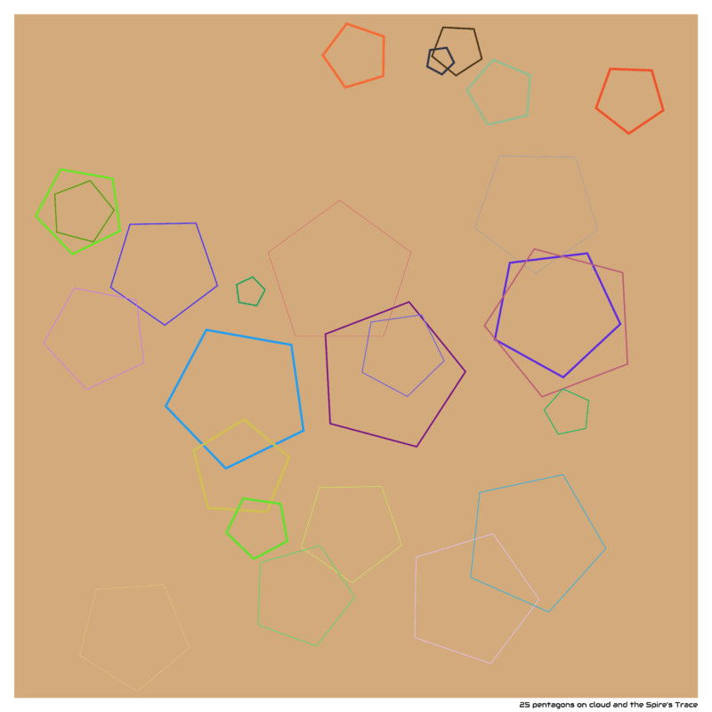 25 pentagons on cloud and the Spire’s Trace