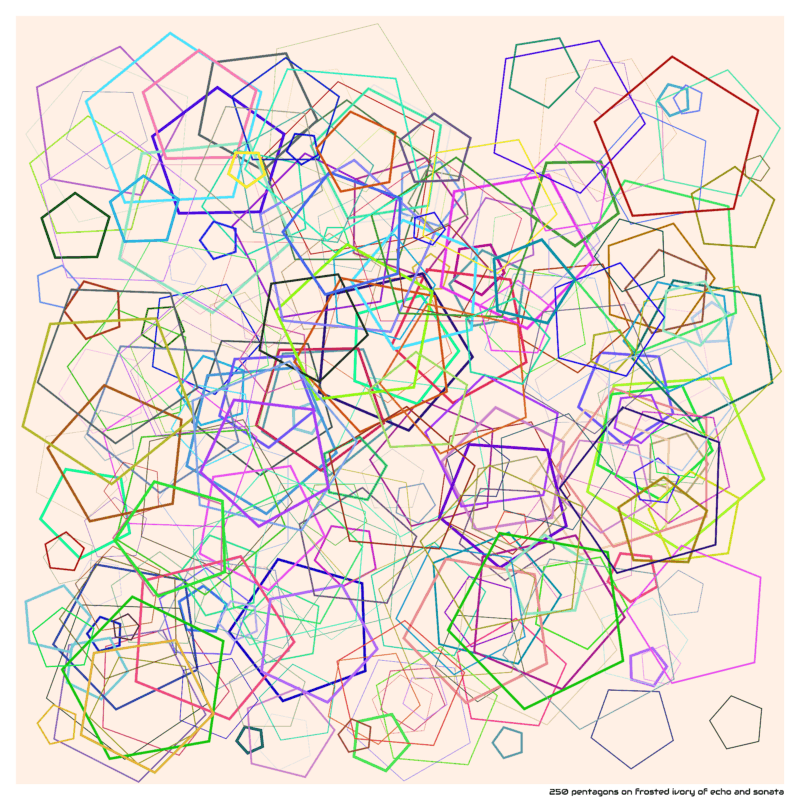 250 pentagons on frosted ivory of echo and sonata