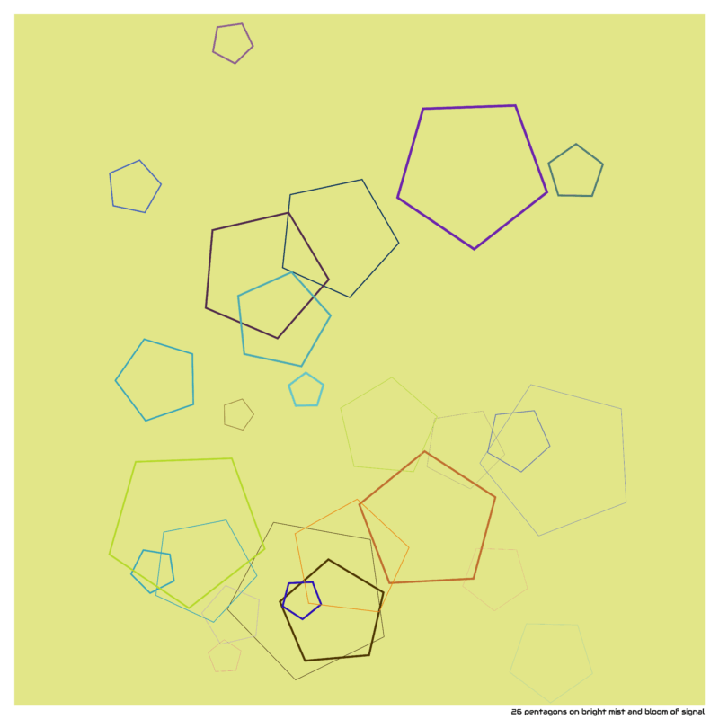 26 pentagons on bright mist and bloom of signal