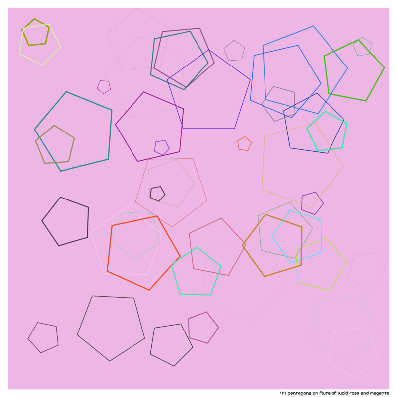 44 pentagons on flute of lucid rose and magenta