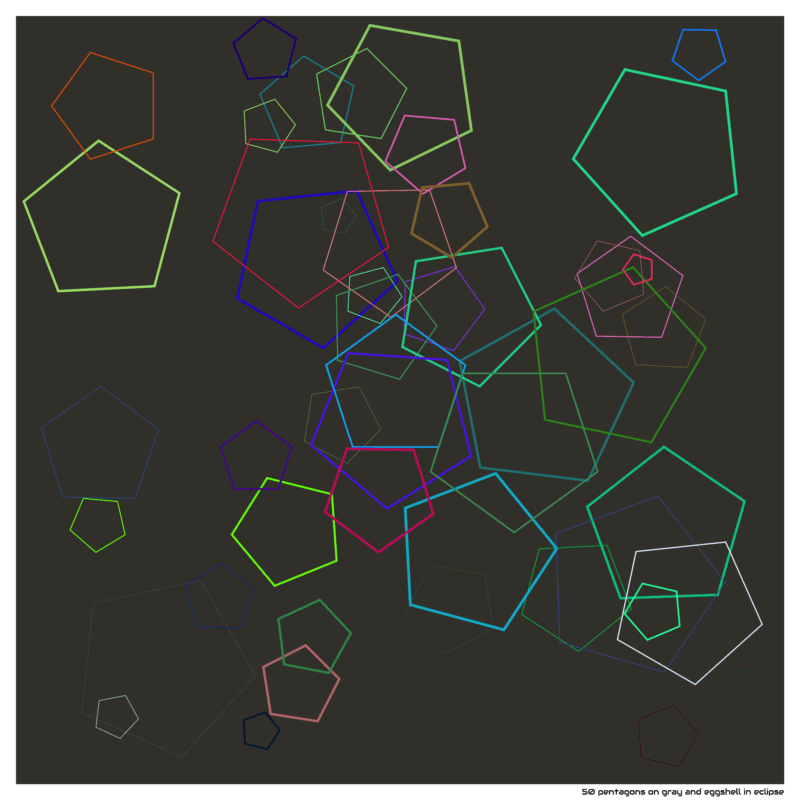 50 pentagons on gray and eggshell in eclipse