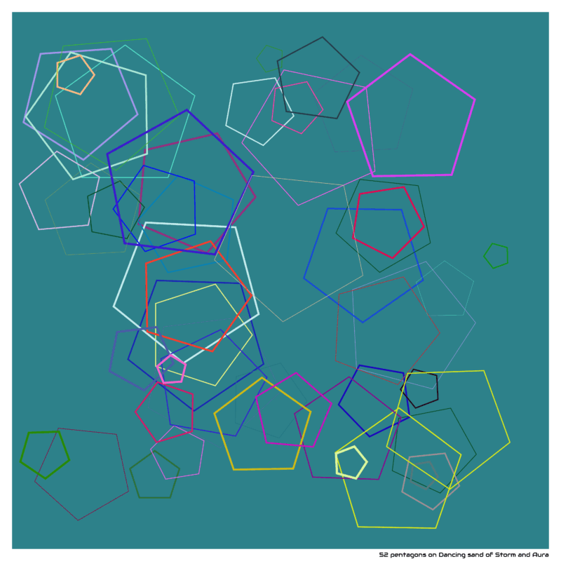 52 pentagons on Dancing sand of Storm and Aura