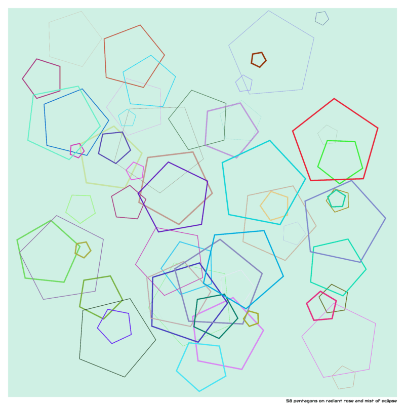 58 pentagons on radiant rose and mist of eclipse