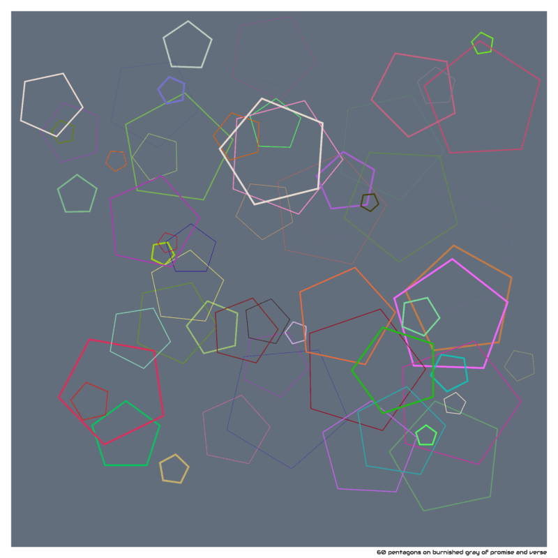 60 pentagons on burnished gray of promise and verse