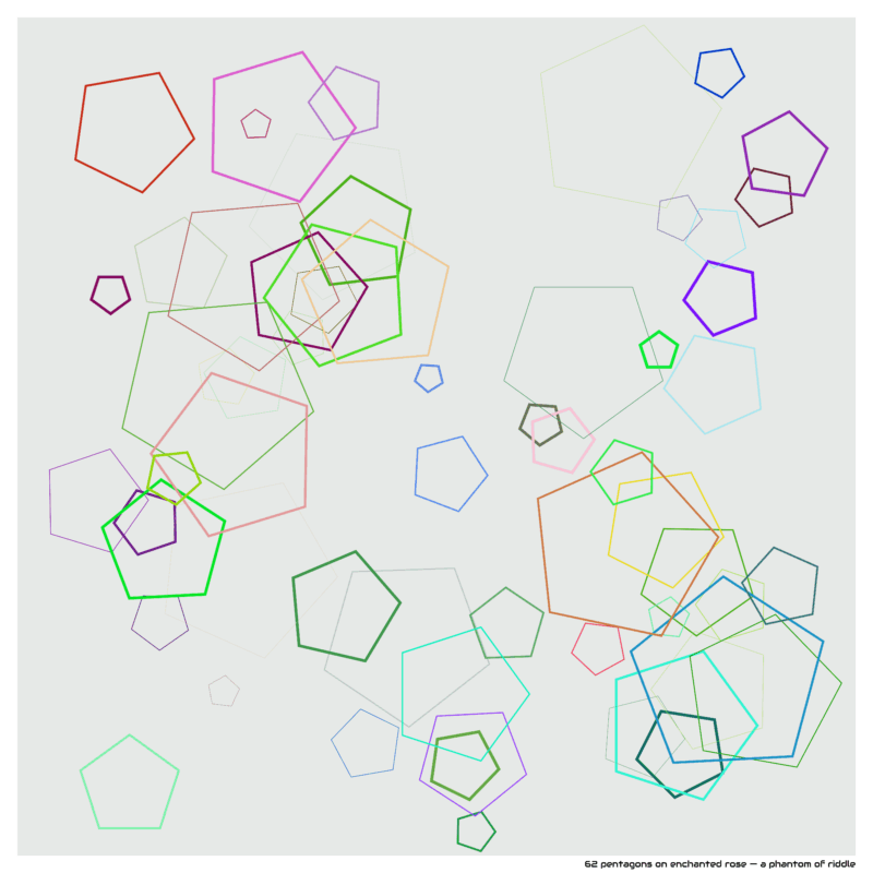 62 pentagons on enchanted rose — a phantom of riddle