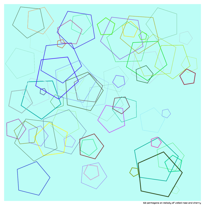 63 pentagons on melody of veiled rose and cherry