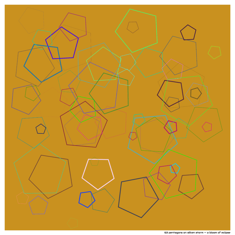 63 pentagons on silken storm — a bloom of eclipse