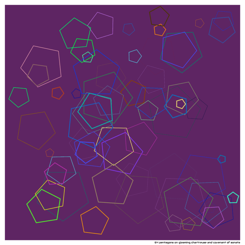 64 pentagons on gleaming chartreuse and covenant of sonata
