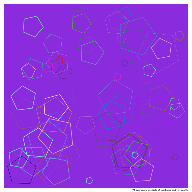 72 pentagons on riddle of lucid plum and terracotta